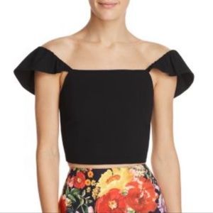 Alice & Olivia Celestial black crop top